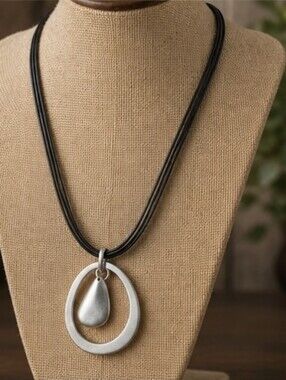 Modern Silver-Tone Pendant Necklace
